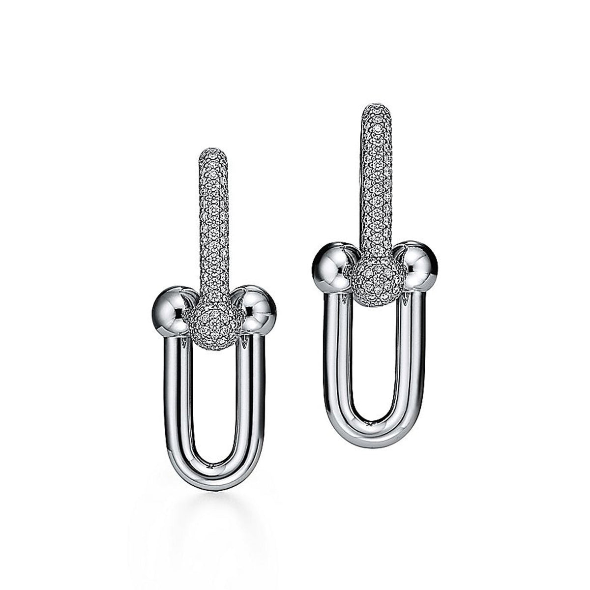 Tiffany HardWear Large Link Moissanite Earrings - 18K White Gold