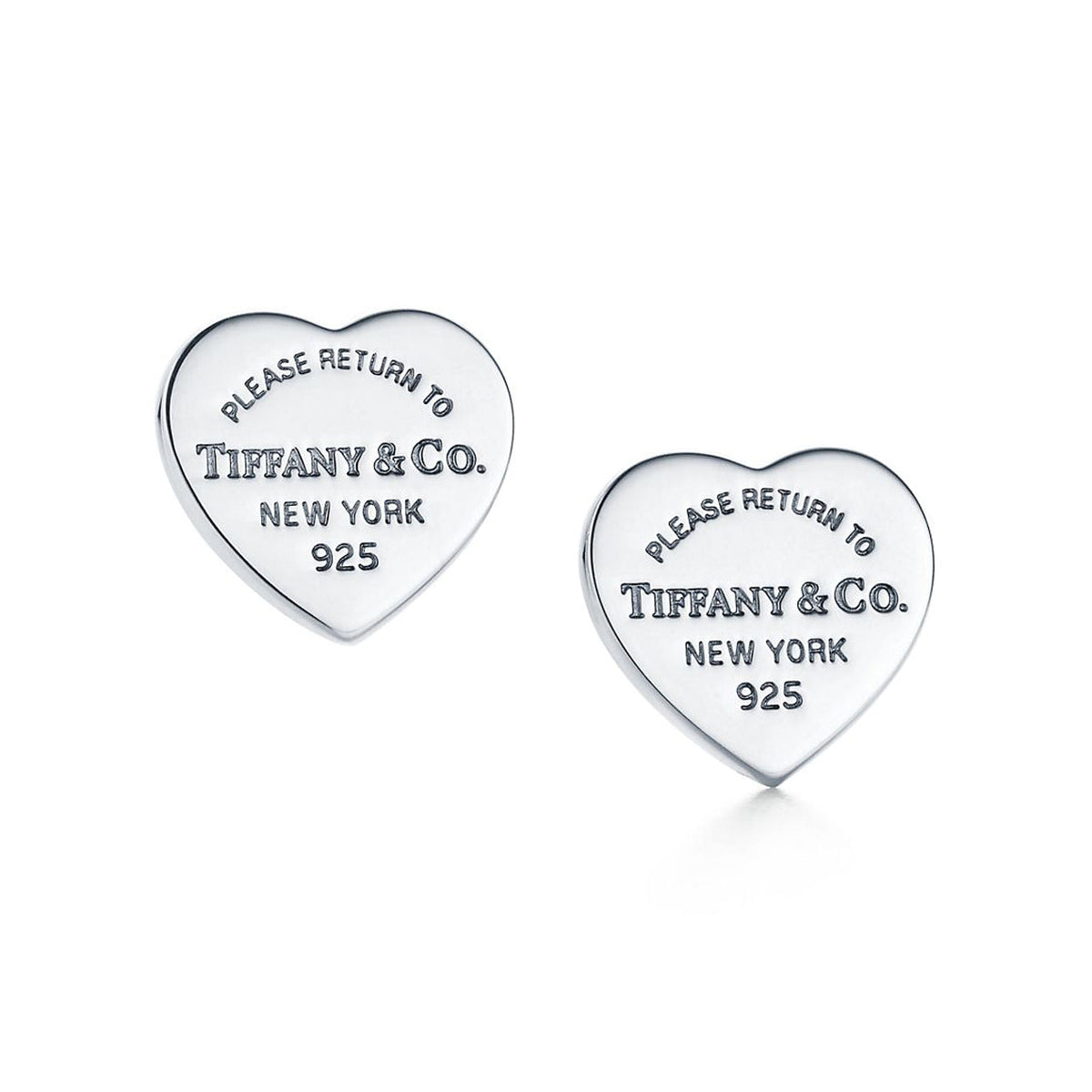 Return to Tiffany Heart Tag Stud Earrings - 18K White Gold