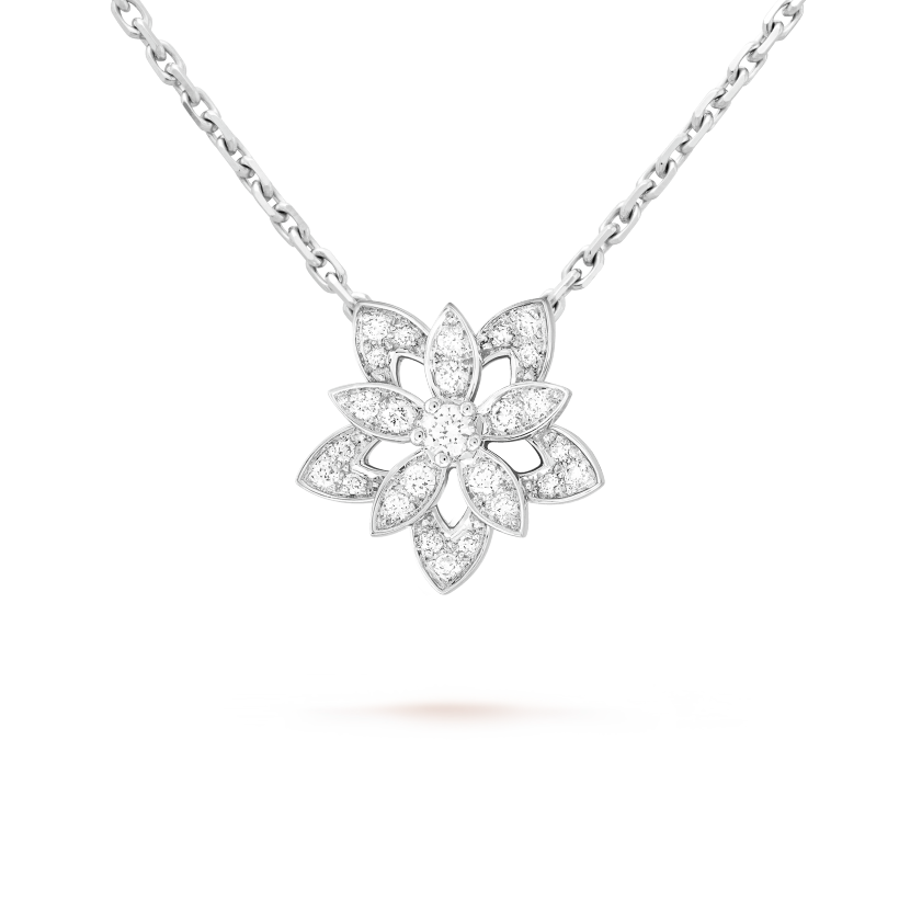 Lotus Openwork Pendant Necklace - 18K Gold