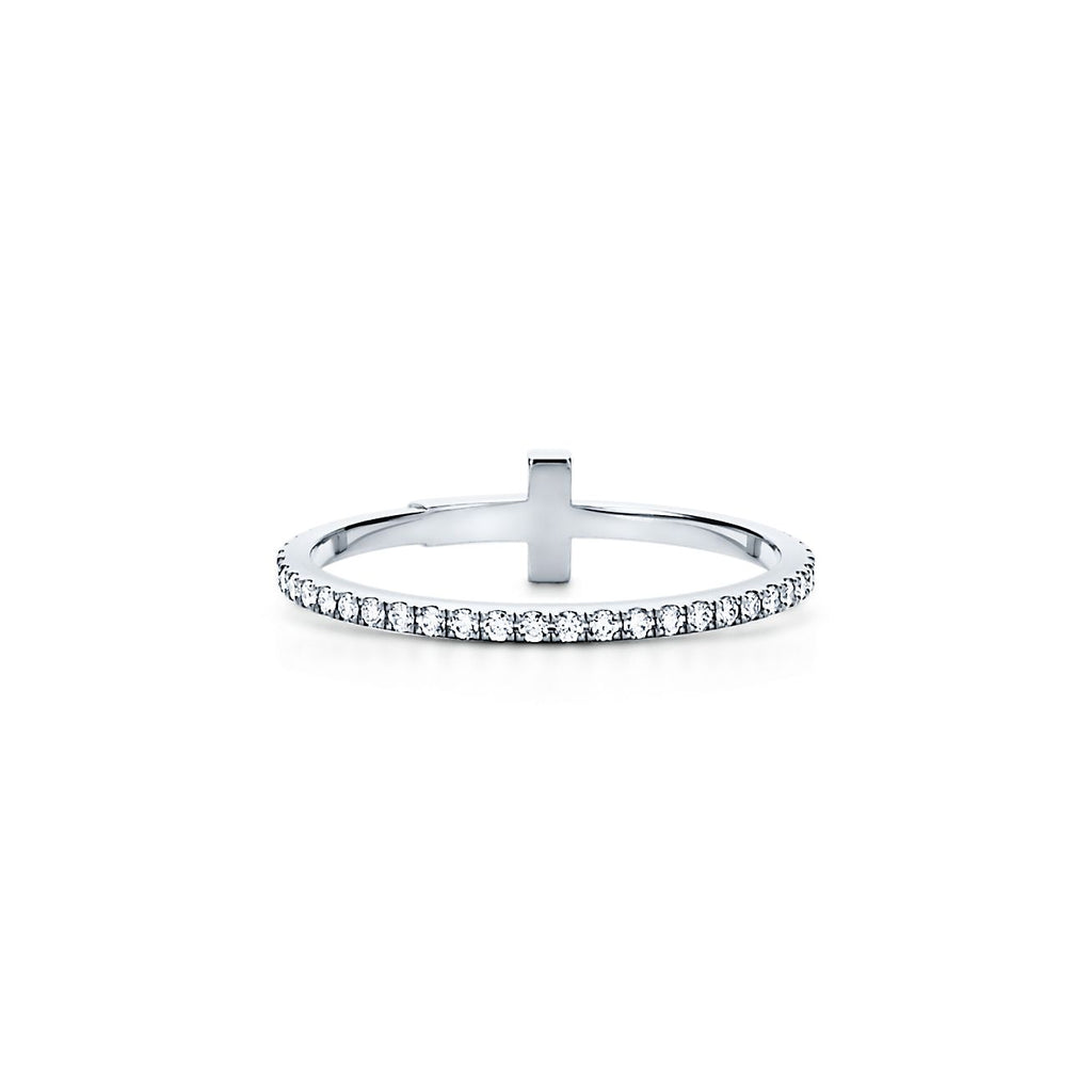 Tiffany Moissanite Wire Ring - 18K White Gold
