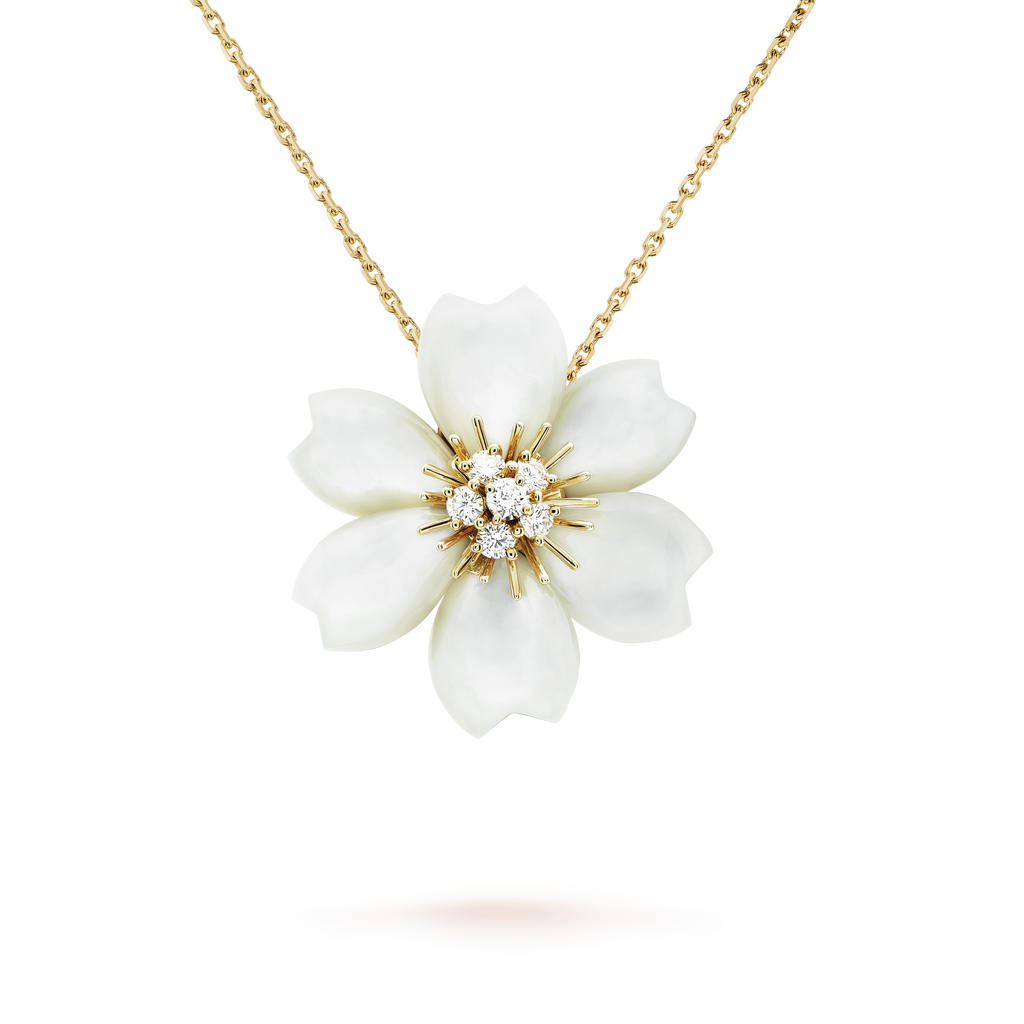 Rose De Noel Clip Pendant Necklace - 18K Gold