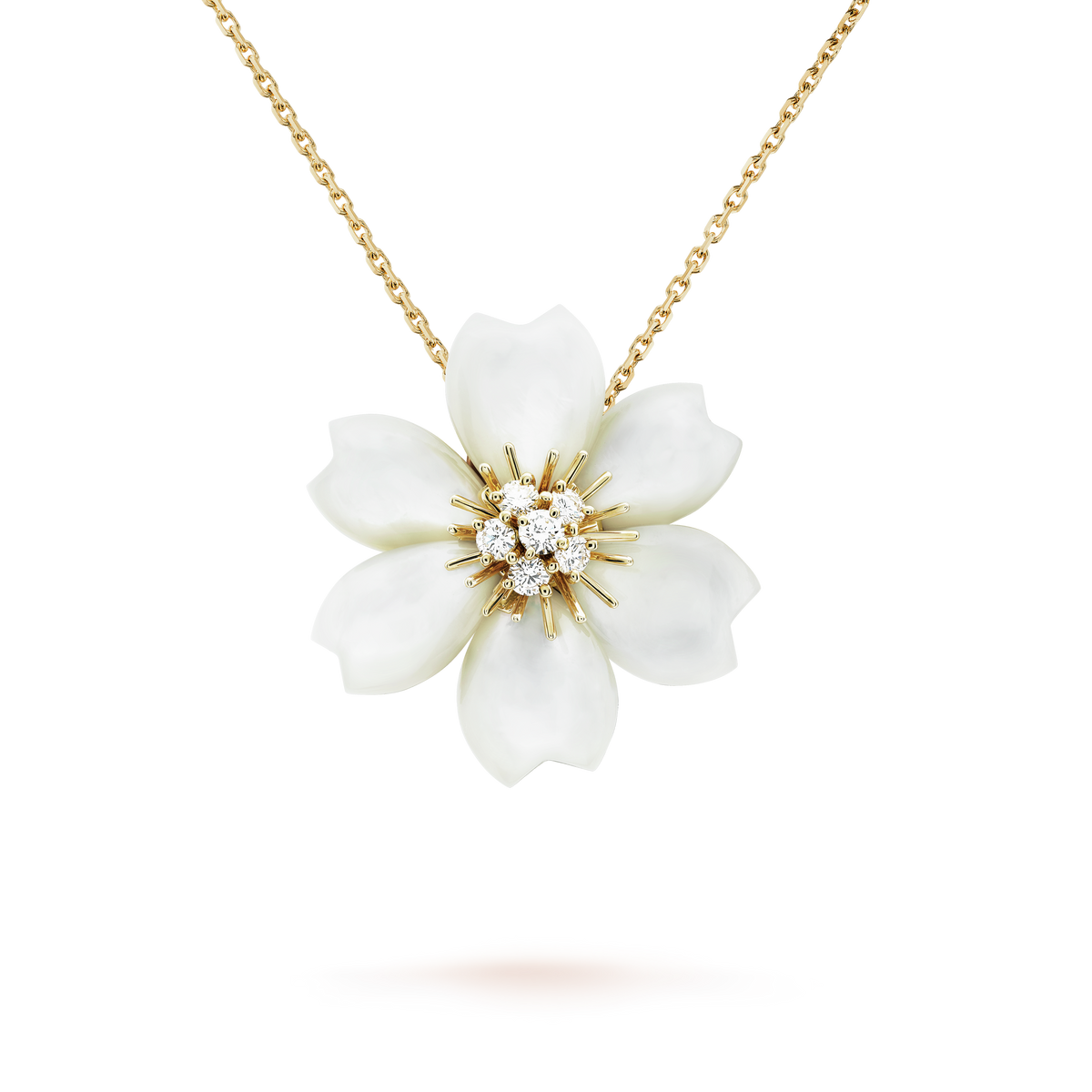 Rose De Noel Clip Pendant Necklace - 18K Gold
