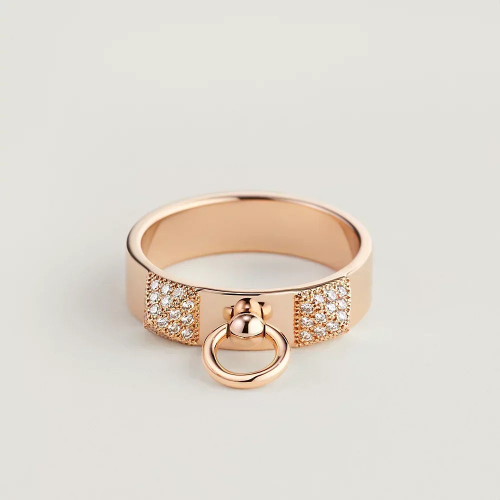 Hermes Collier De Chien Lock Moissanite Ring - 18K Gold