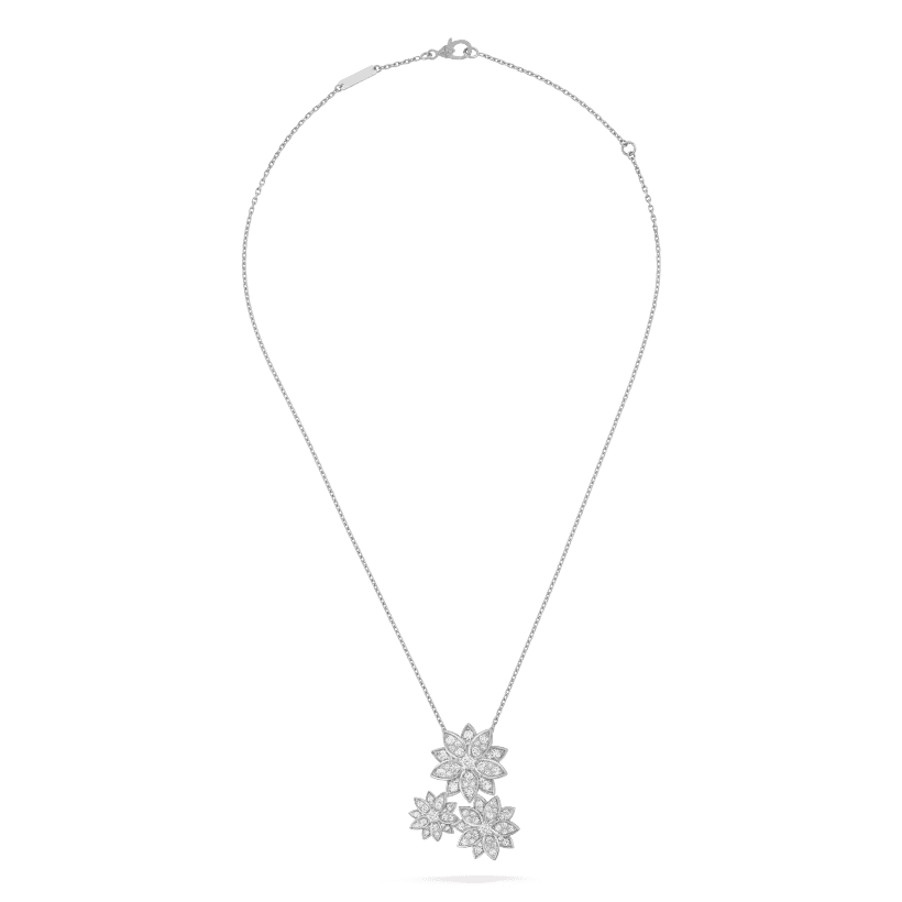 Three Flowers Lotus Necklace - 18K Gold