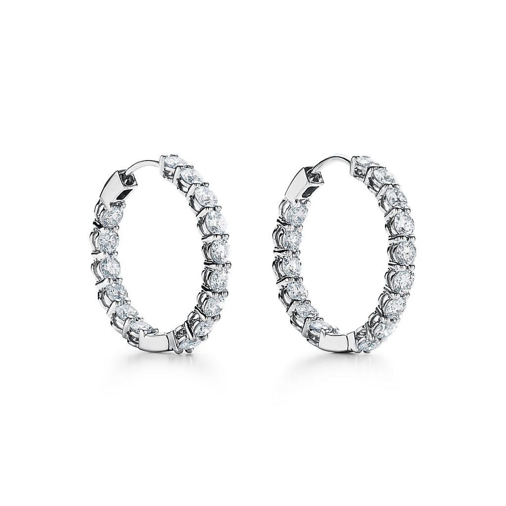 Tiffany Hoop Moissanite Earrings - 18K White Gold