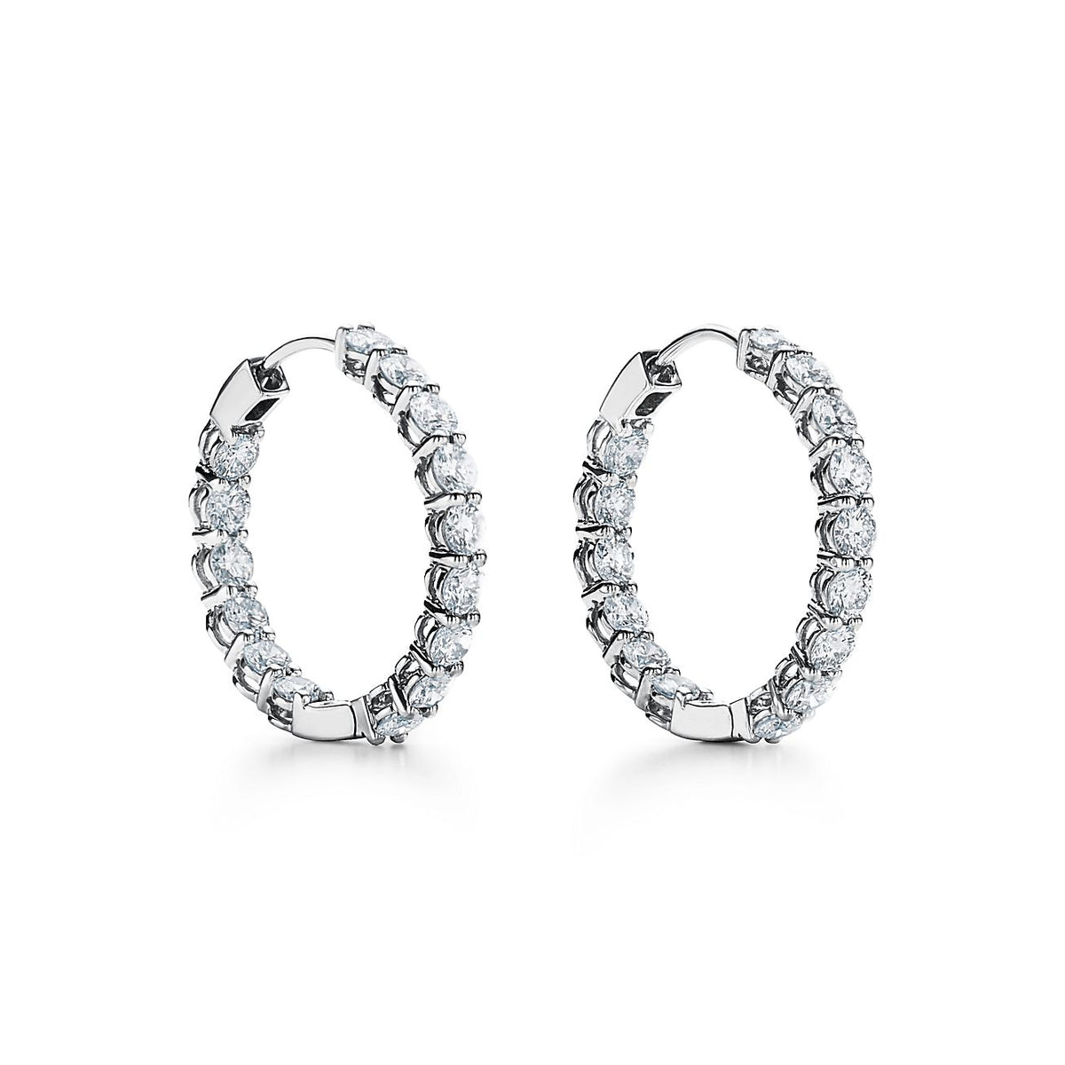 Tiffany Hoop Moissanite Earrings - 18K White Gold
