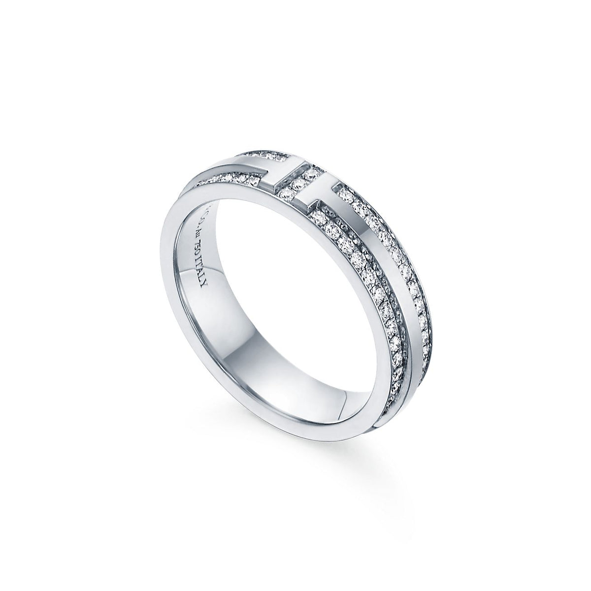 Tiffany Narrow Pave Moissanite Ring - 18K White Gold