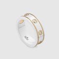 Gucci Double G Interlocking G Icon White Zirconia Ring - 18K Yellow Gold