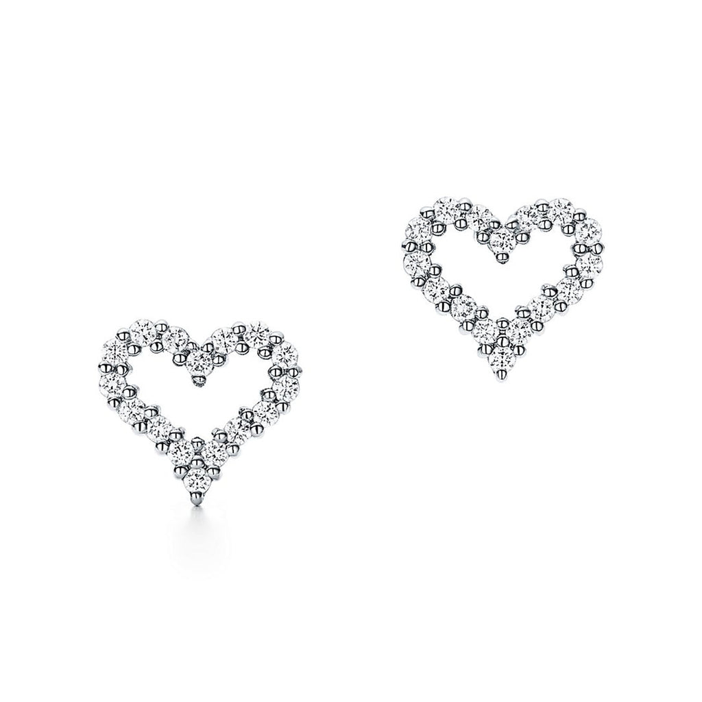 Tiffany Heart Moissanite Earrings - 18K Gold