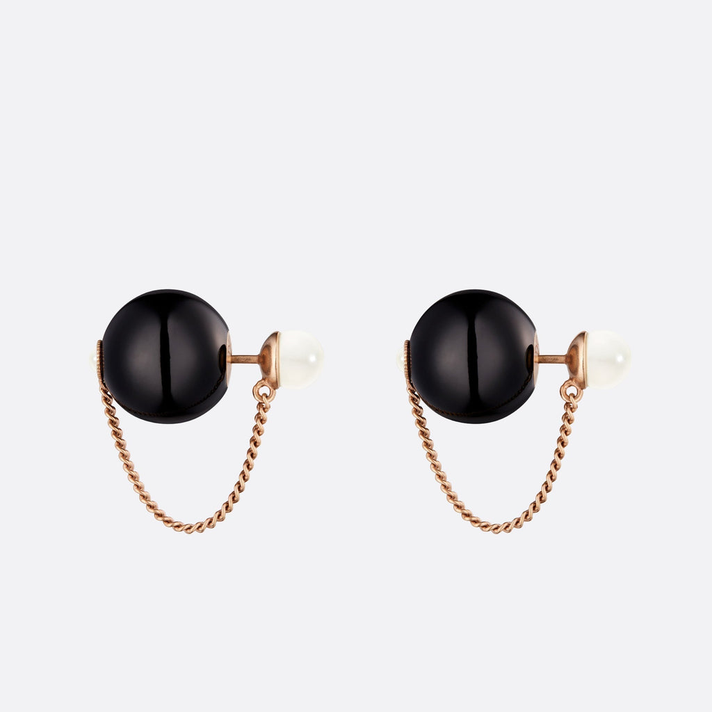 Dior Tribales Black Resin Pearl Earrings
