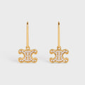 Celine Triomphe Rhinestone Earrings - 18K Yellow Gold