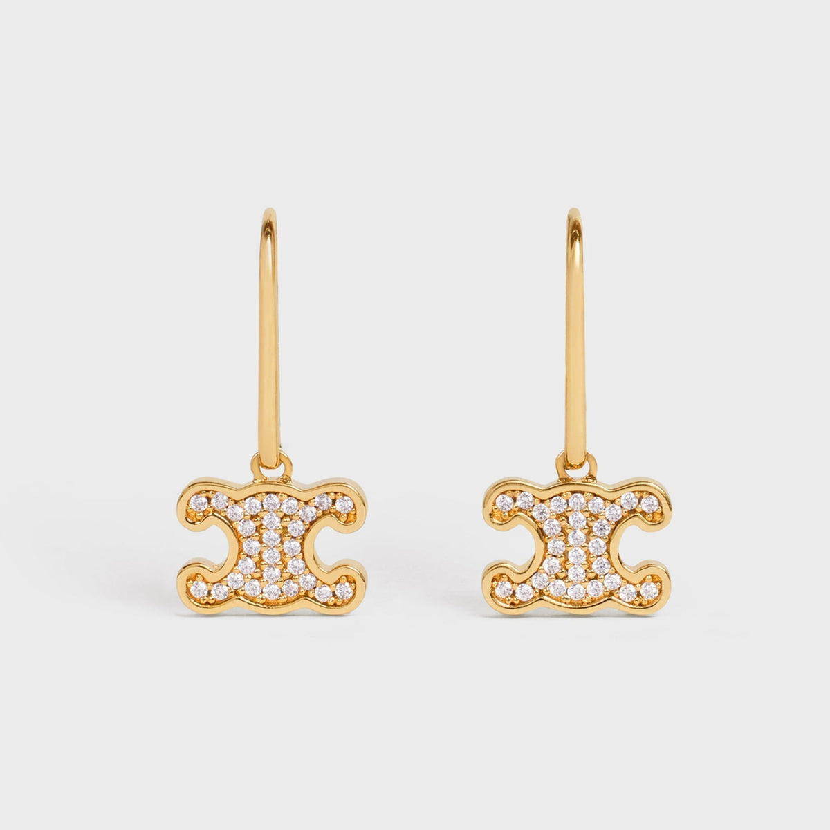 Celine Triomphe Rhinestone Earrings - 18K Yellow Gold