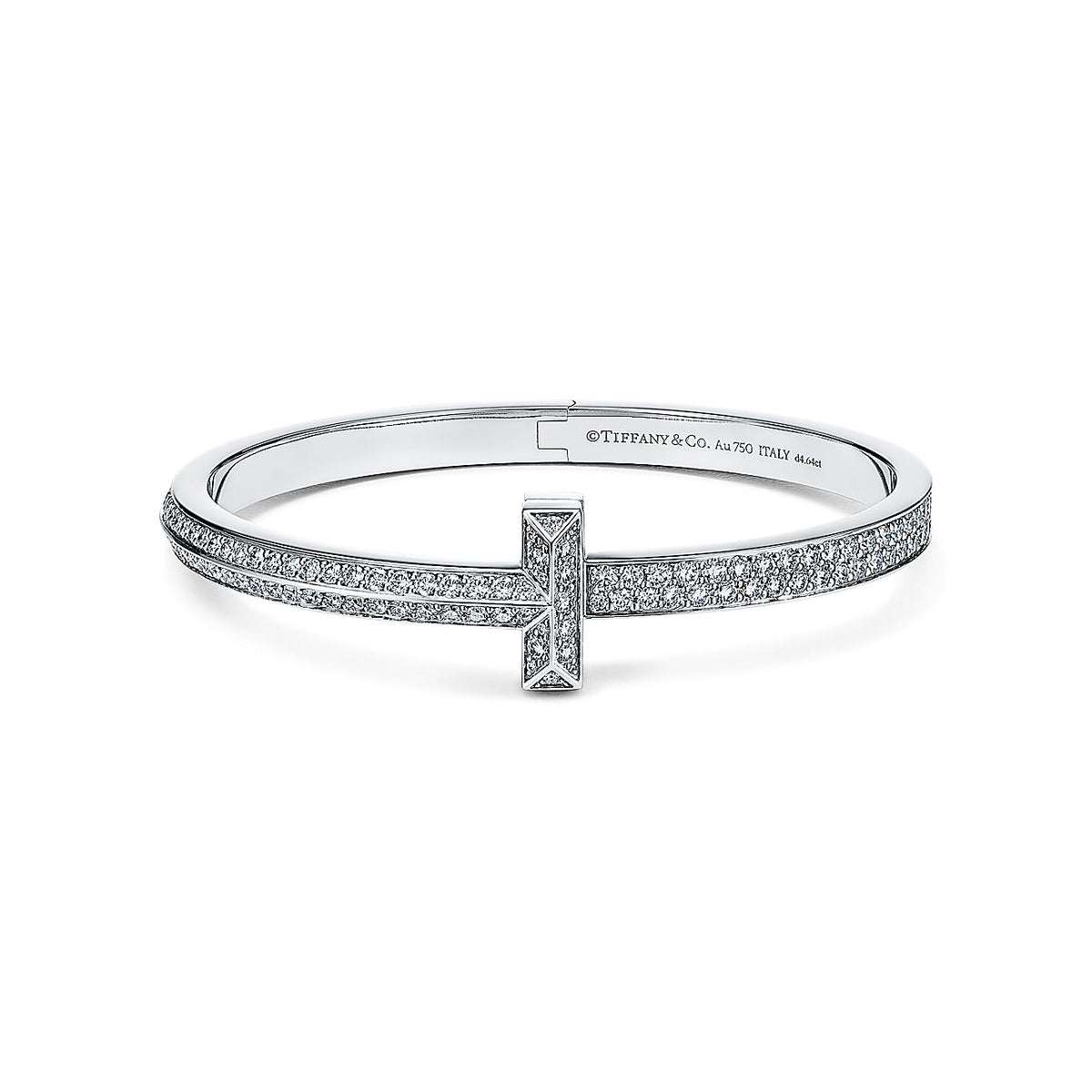 T1 Wide Moissanite Hinged Bangle Bracelet - 18K Gold