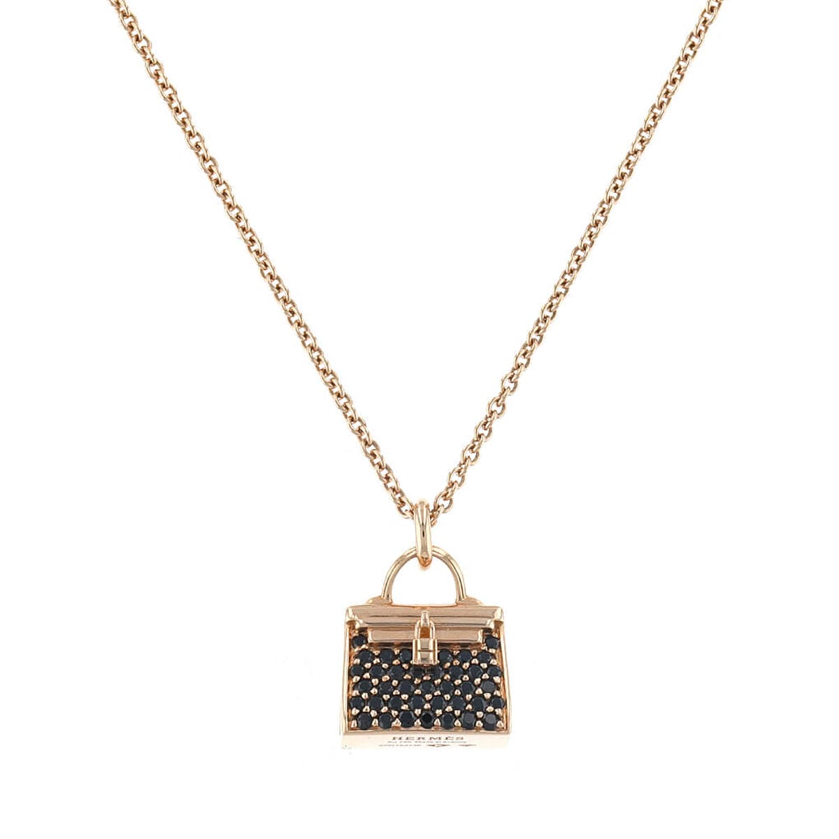 Hermes Amulettes Kelly Black Diamond Necklace