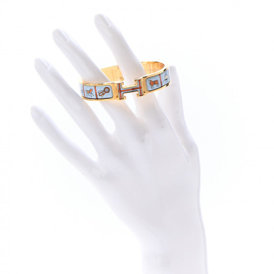 Hermes Clic H Couvertures Blue Bracelet