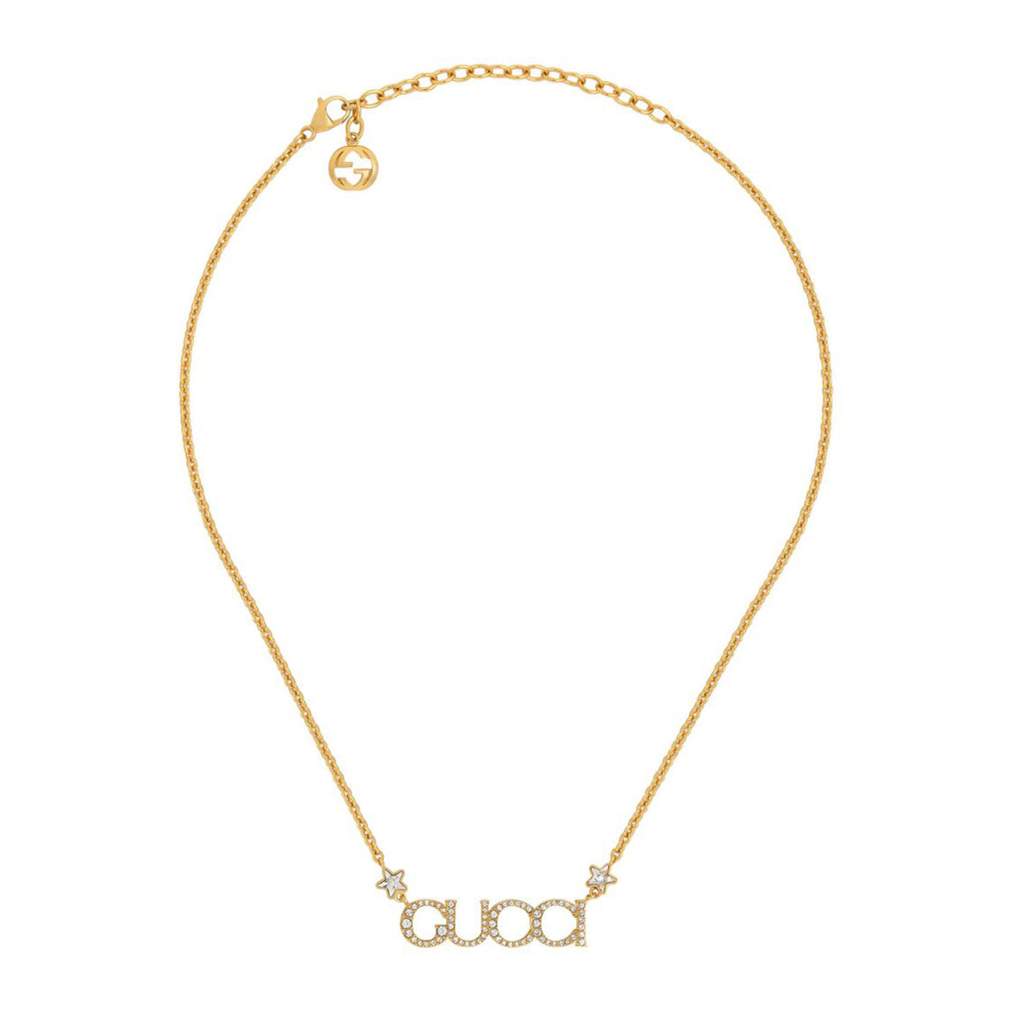 Gucci Double G Embellished Script Letter Necklace