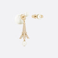 Dior Tribales Eiffel Tower Charm White Pearl Earrings