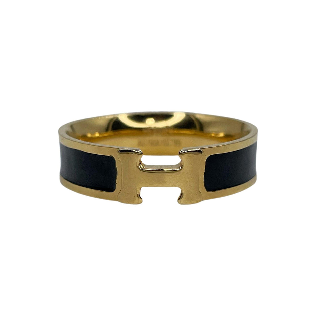 Hermes Vintage Clic H Ring - 18K Yellow Gold