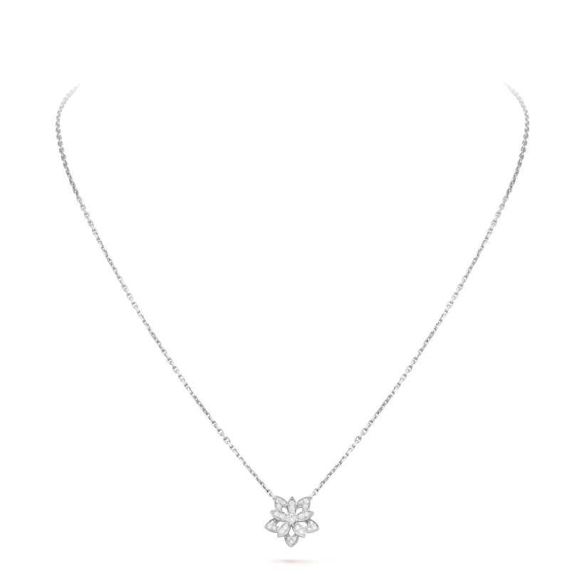 Lotus Openwork Pendant Necklace - 18K Gold