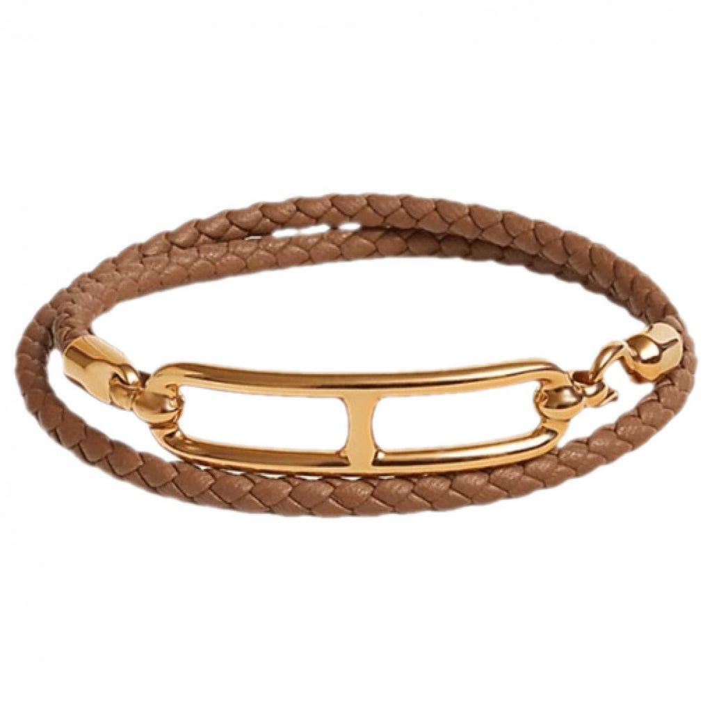 Hermes Roulis Double Tour Brown Bracelet - 18K Gold