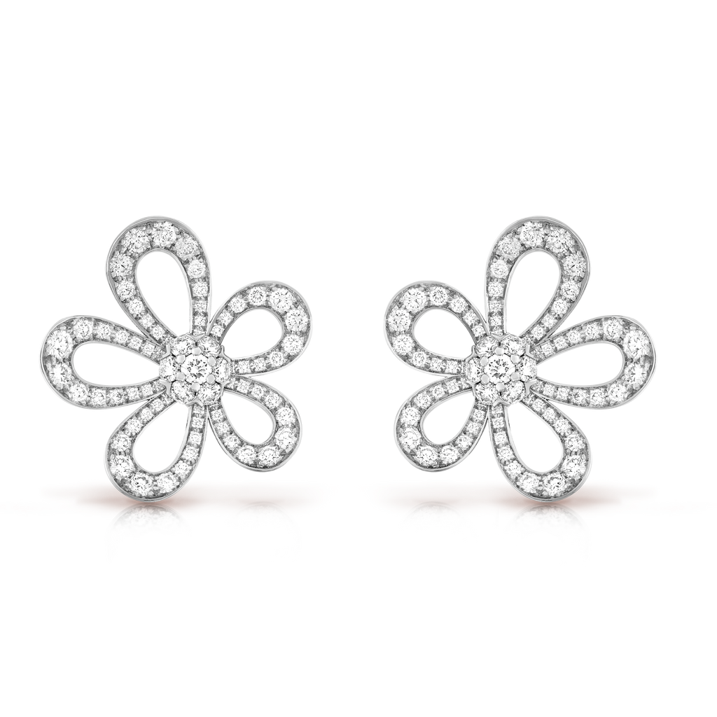 Flowerlace Earrings - 18K White Gold