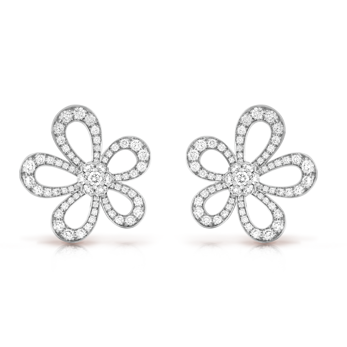 Flowerlace Earrings - 18K White Gold