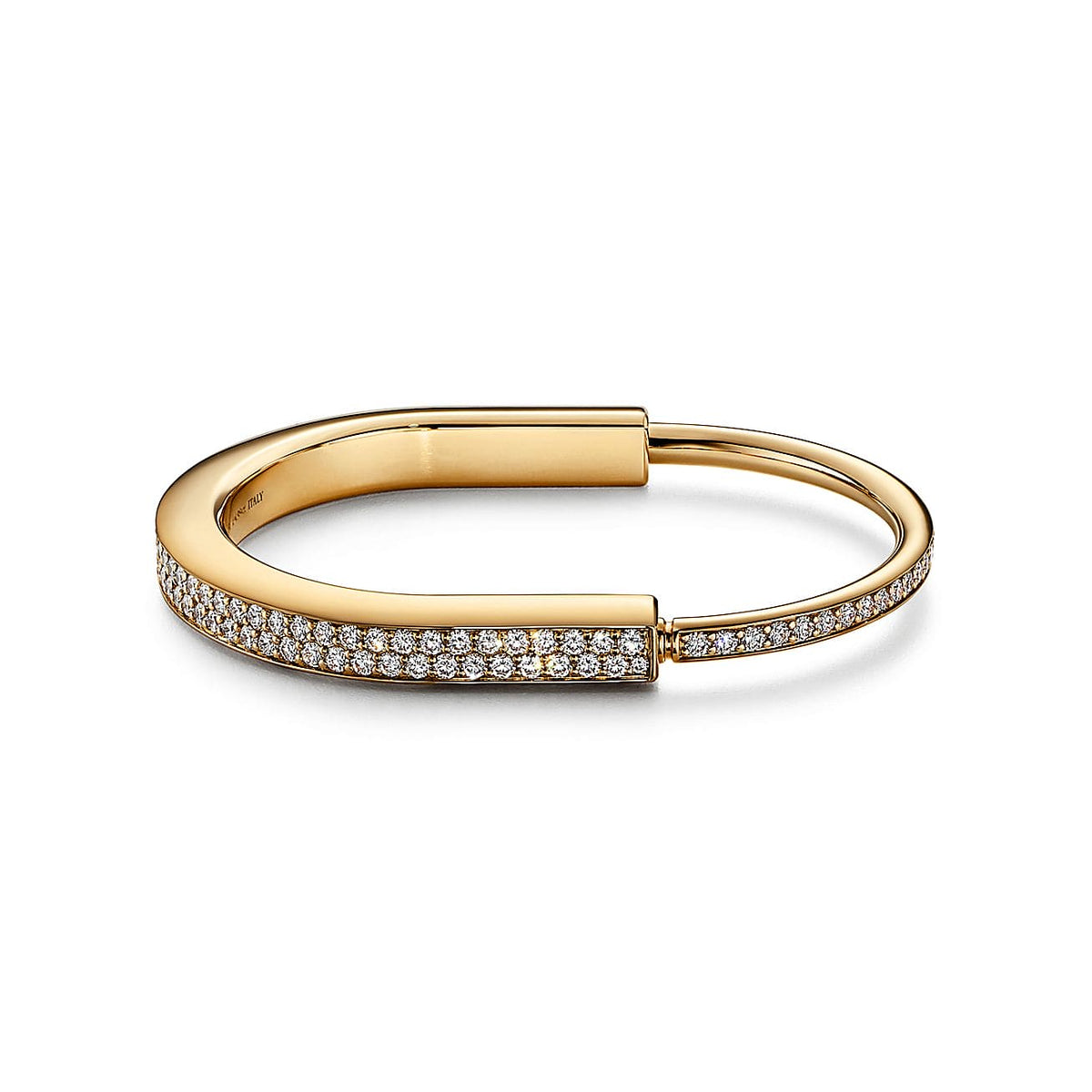 Tiffany Lock Bangle Full Pave Diamond Bracelet - 18K Gold