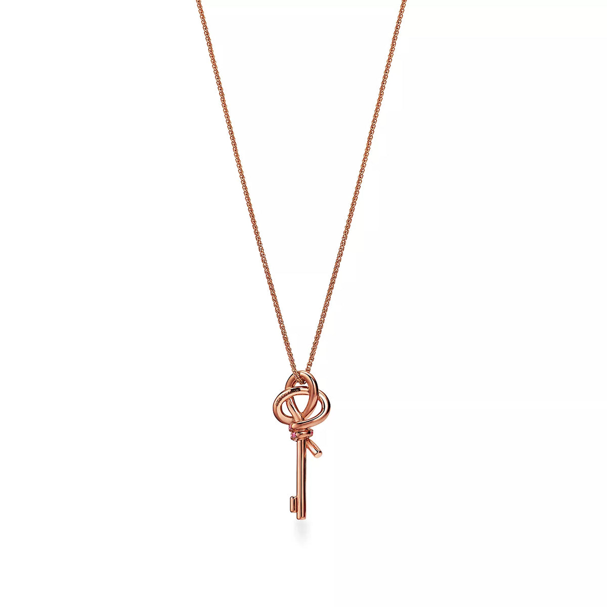 Tiffany Keys Woven Pink Diamonds Medium Necklace
