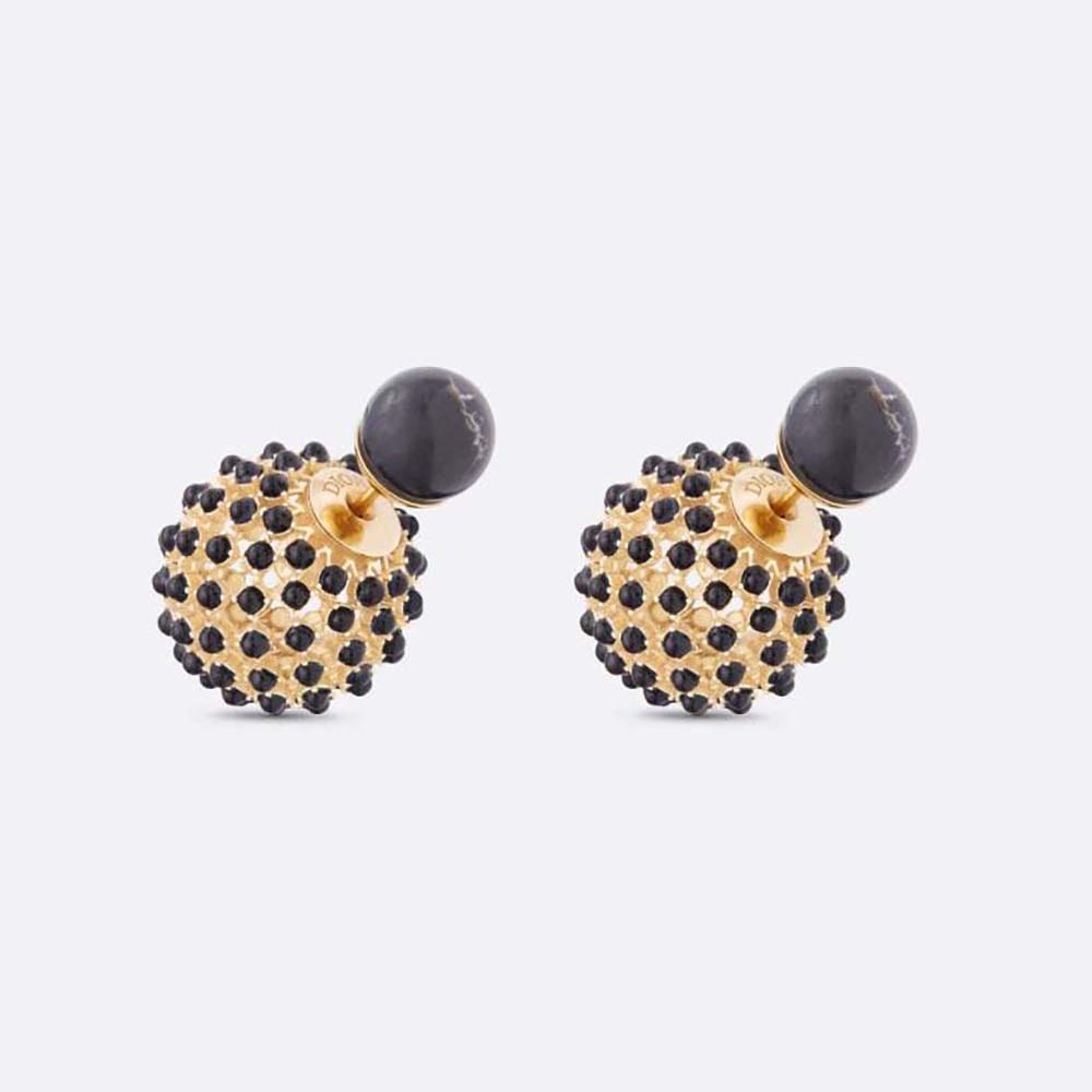 Dior Tribales Black Stone-Effect Resin Pearl Earrings