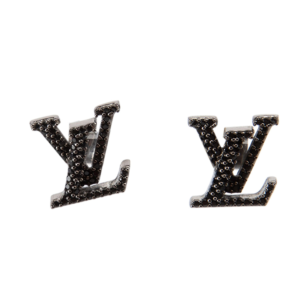 Louis Vuitton Iconic Black Crystal Stud Earrings - 18K White Gold