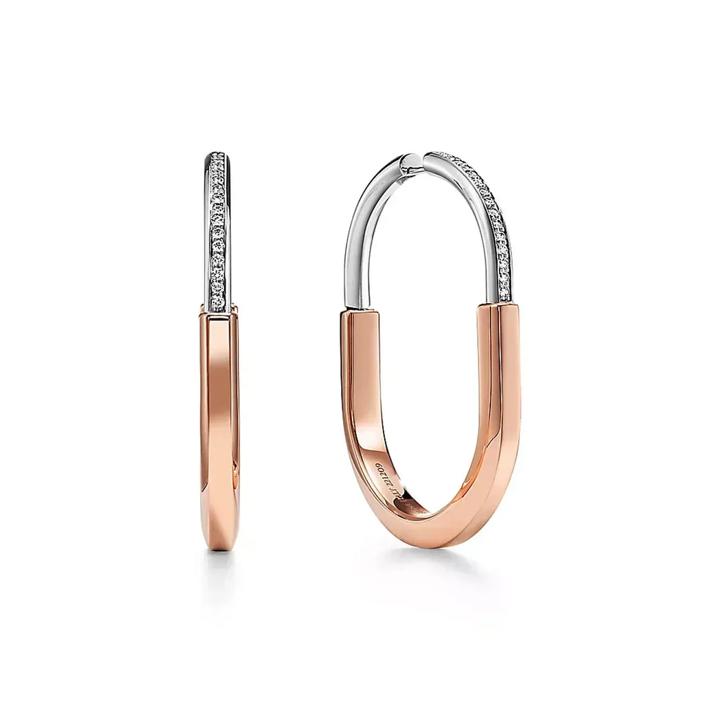 Tiffany Lock Moissanite Earrings - 18K Rose Gold