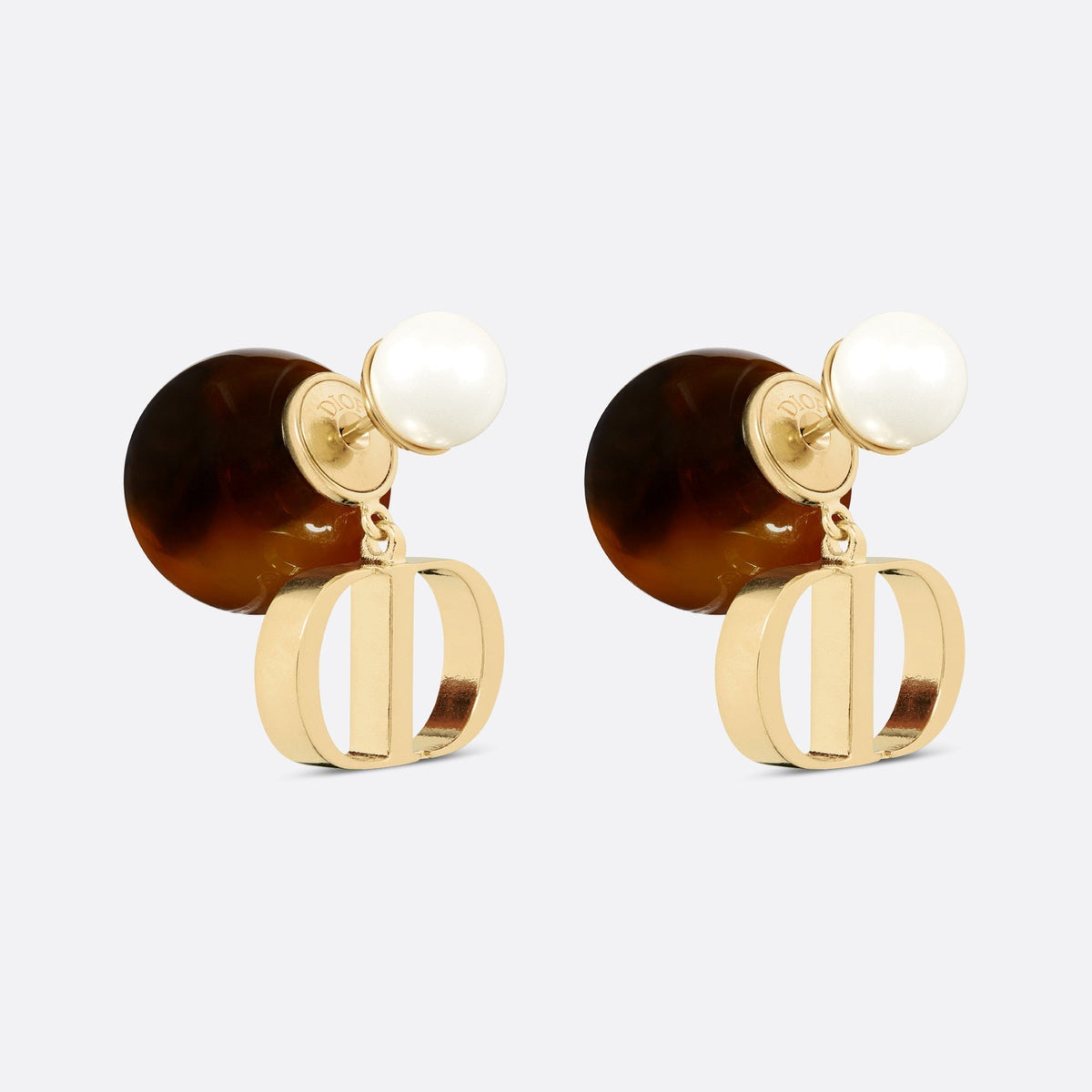 Dior Tribales Brown Resin Pearl Earrings