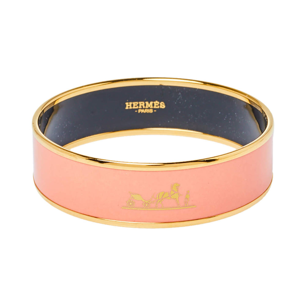Hermes Enamel Caleche Wide Bangle Bracelet - 18K Yellow Gold