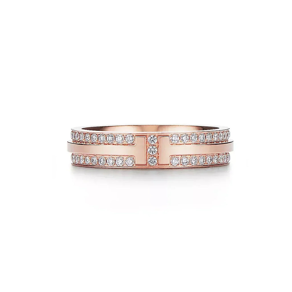 Tiffany Narrow Pave Moissanite Ring - 18K Rose Gold