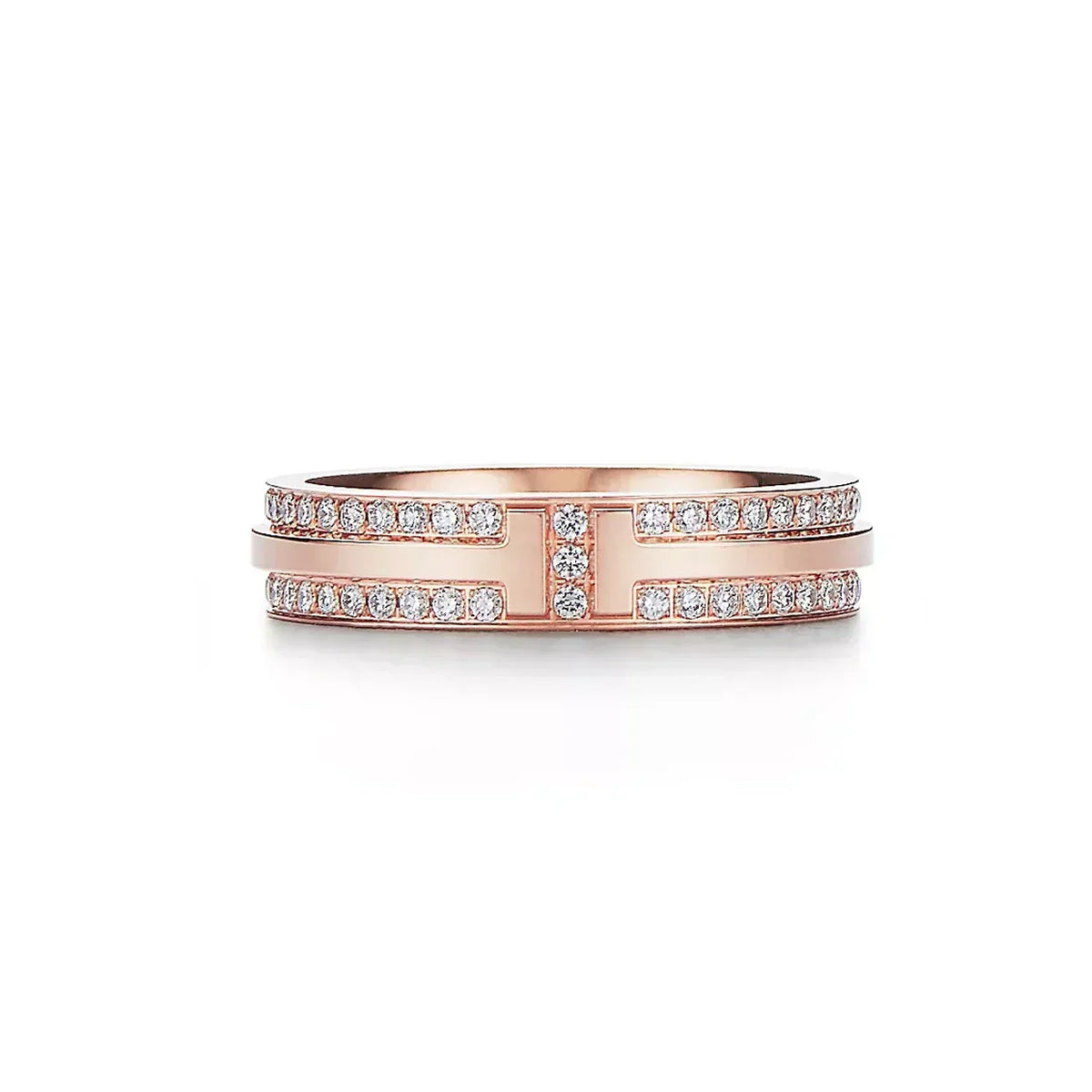 Tiffany Narrow Pave Moissanite Ring - 18K Rose Gold