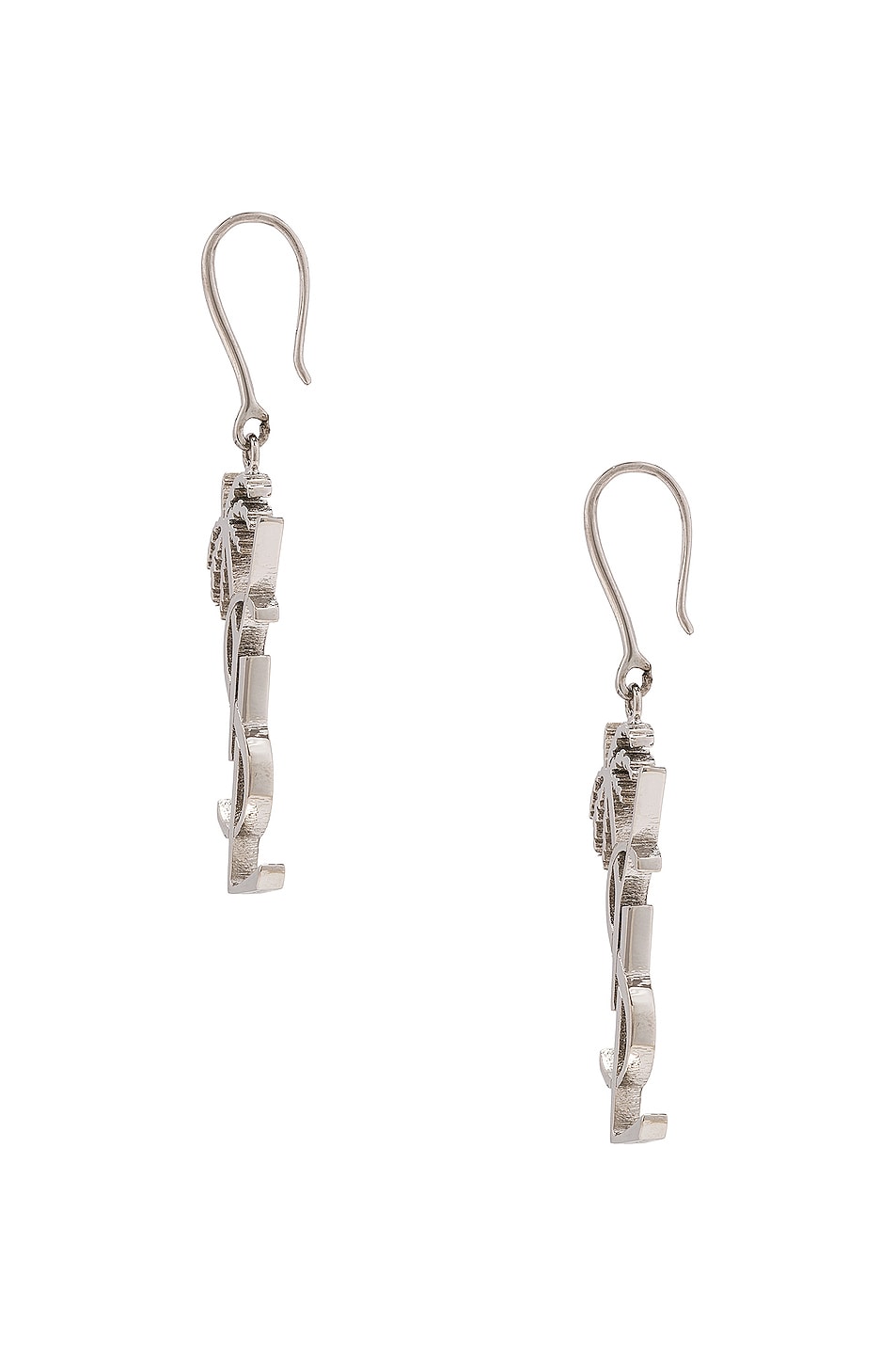 YSL Monogram Palmier Statement Earrings - 18K White Gold