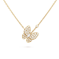 Two Butterfly Necklace - 18K Gold