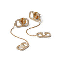 Valentino Crystal Valentino Signature Earrings - 18K Yellow Gold