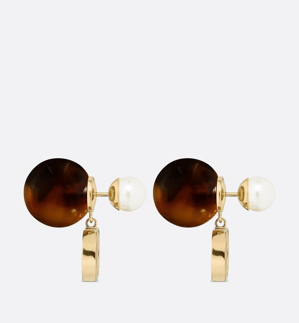 Dior Tribales Brown Resin Pearl Earrings