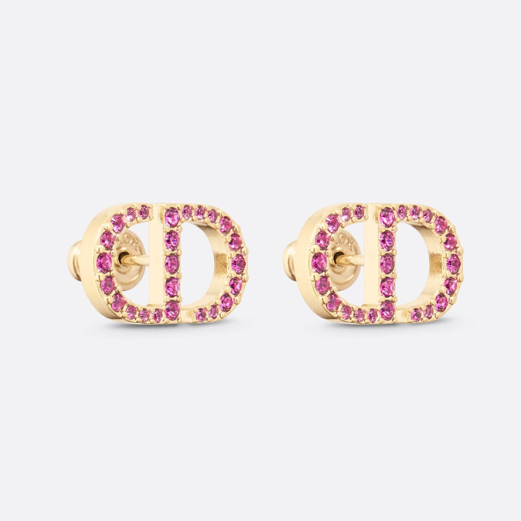 Dior Petit CD Stud Fuchsia Crystal Earrings