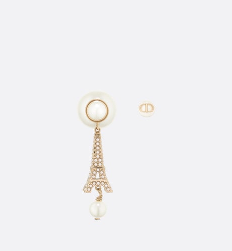 Dior Tribales Eiffel Tower Charm White Pearl Earrings