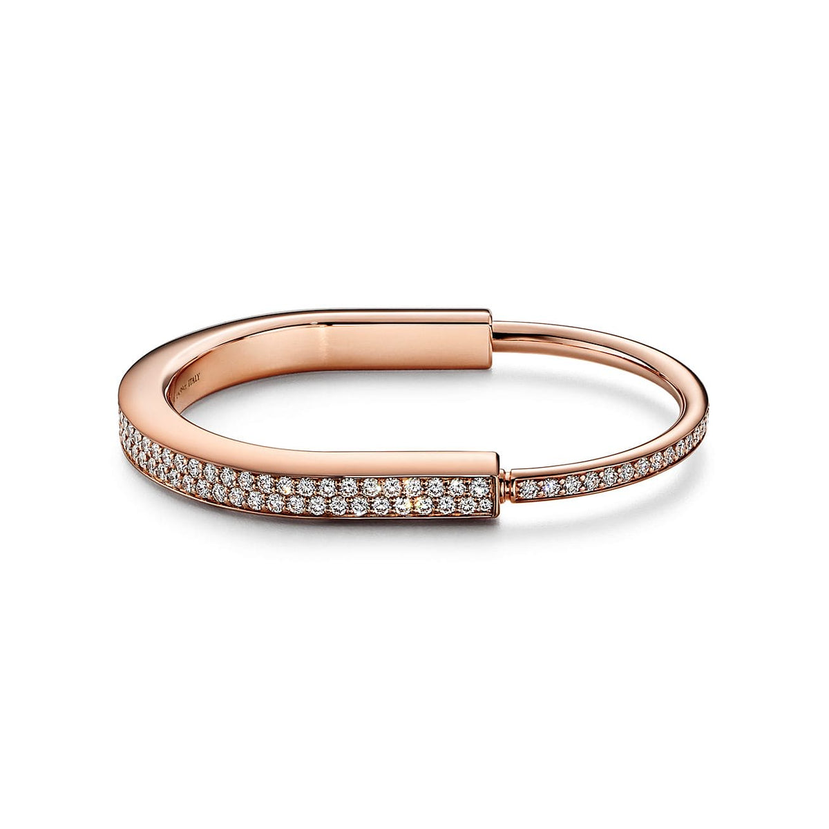Tiffany Lock Bangle Full Pave Diamond Bracelet - 18K Gold