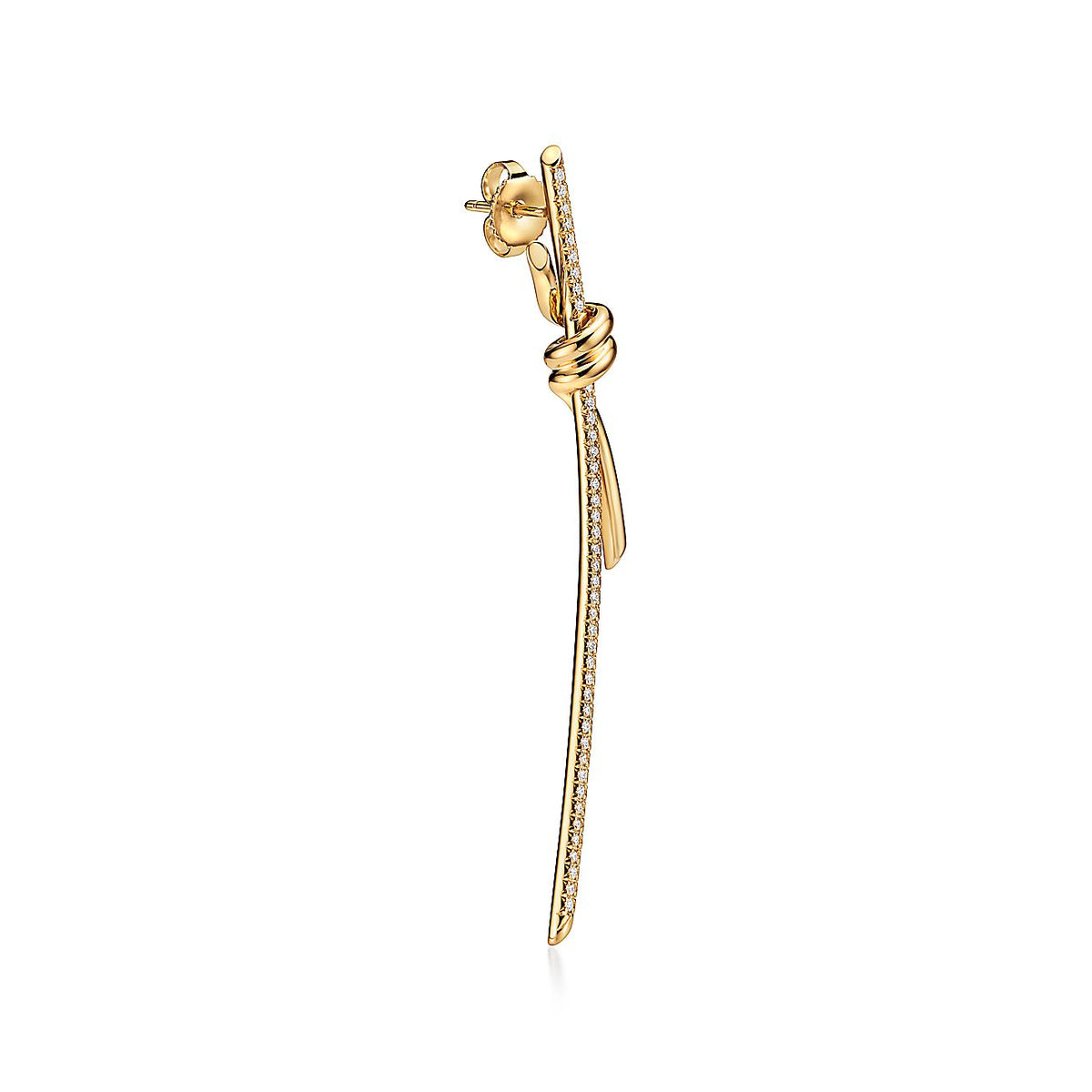 Tiffany Knot Drop Moissanite Earrings - 18K Yellow Gold