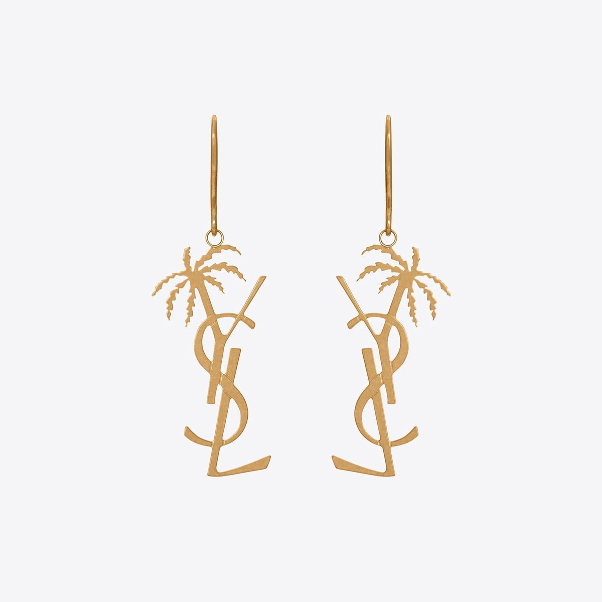YSL Monogram Palmier Statement Earrings - 18K Yellow Gold
