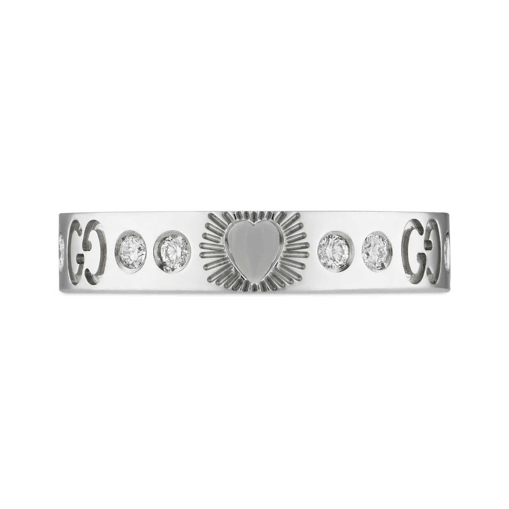 Gucci Double G Icon Diamond Ring - 18K White Gold