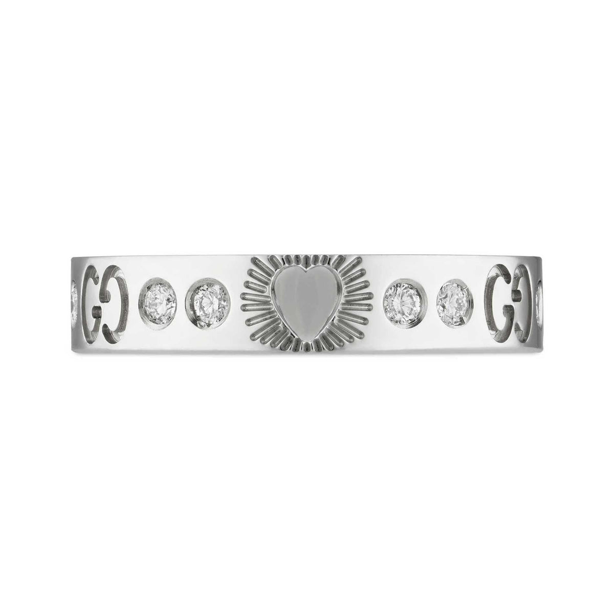 Gucci Double G Icon Diamond Ring - 18K White Gold