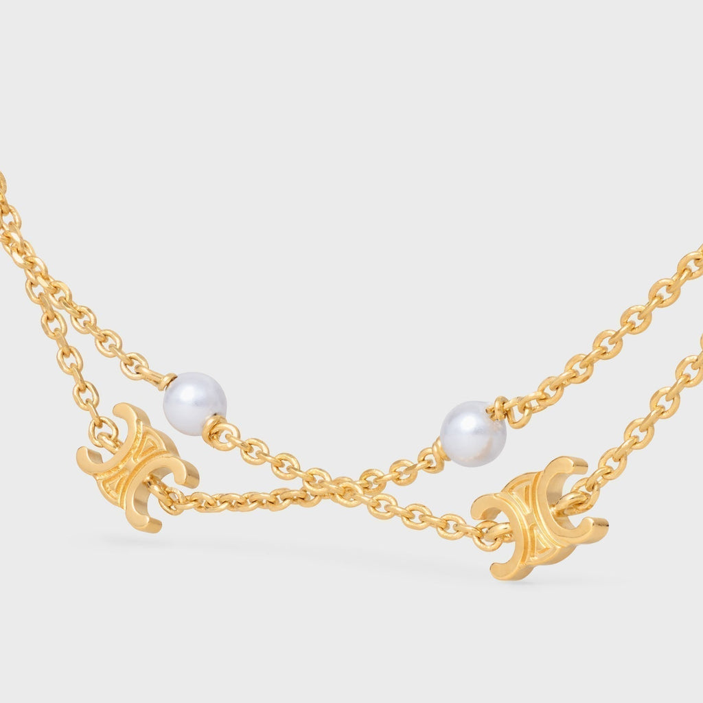 Celine Triomphe Pearl Double Necklace