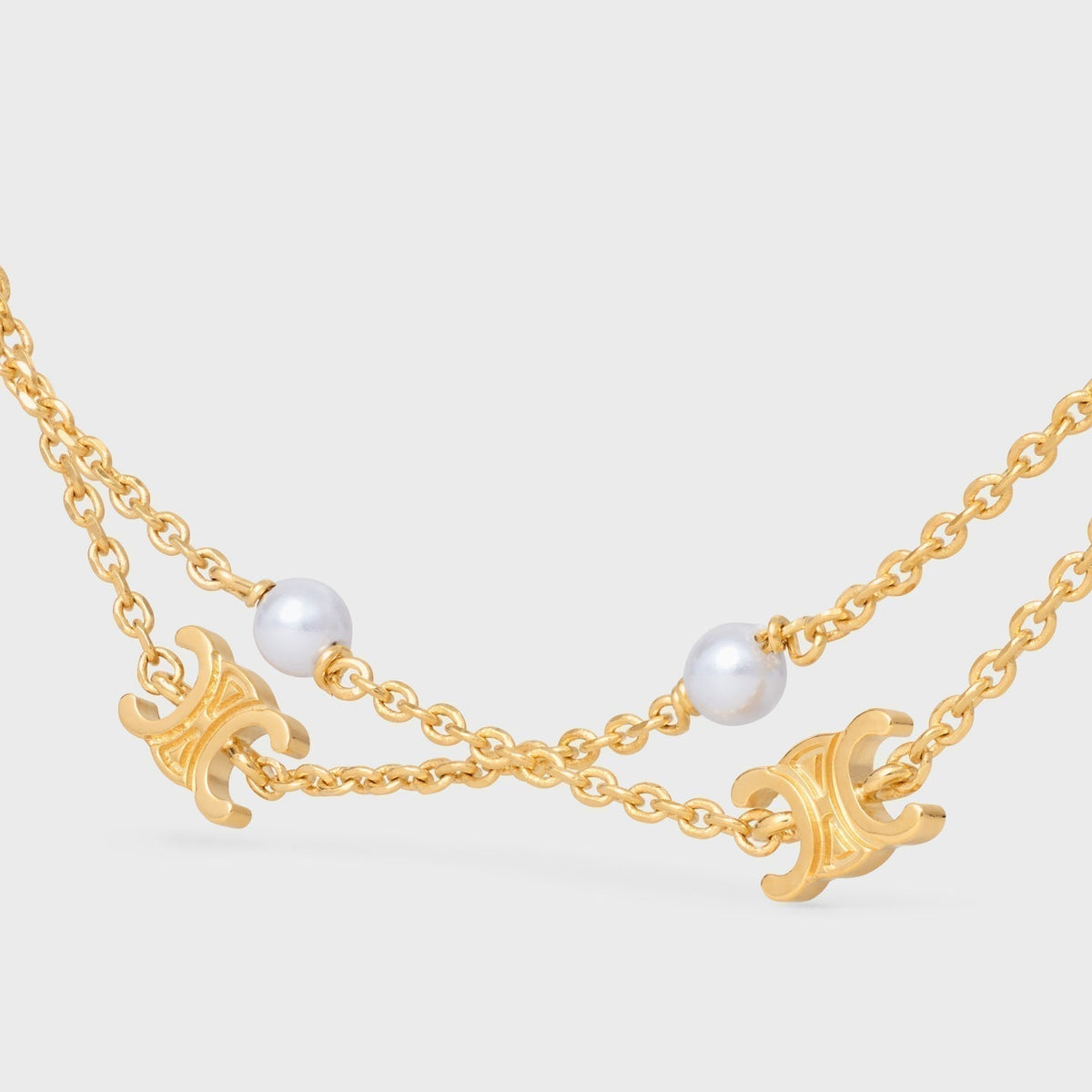 Celine Triomphe Pearl Double Necklace