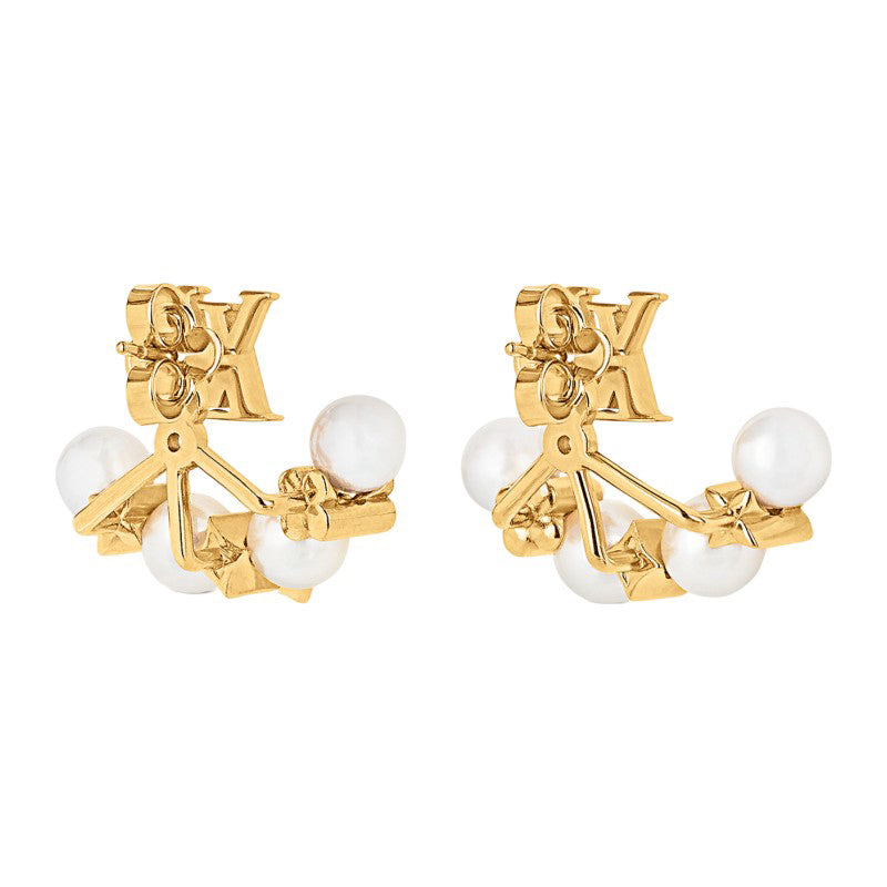 Louis Vuitton Monogram Pearl Earrings - 18K Yellow Gold