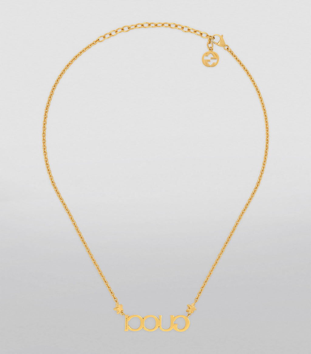 Gucci Double G Embellished Script Letter Necklace